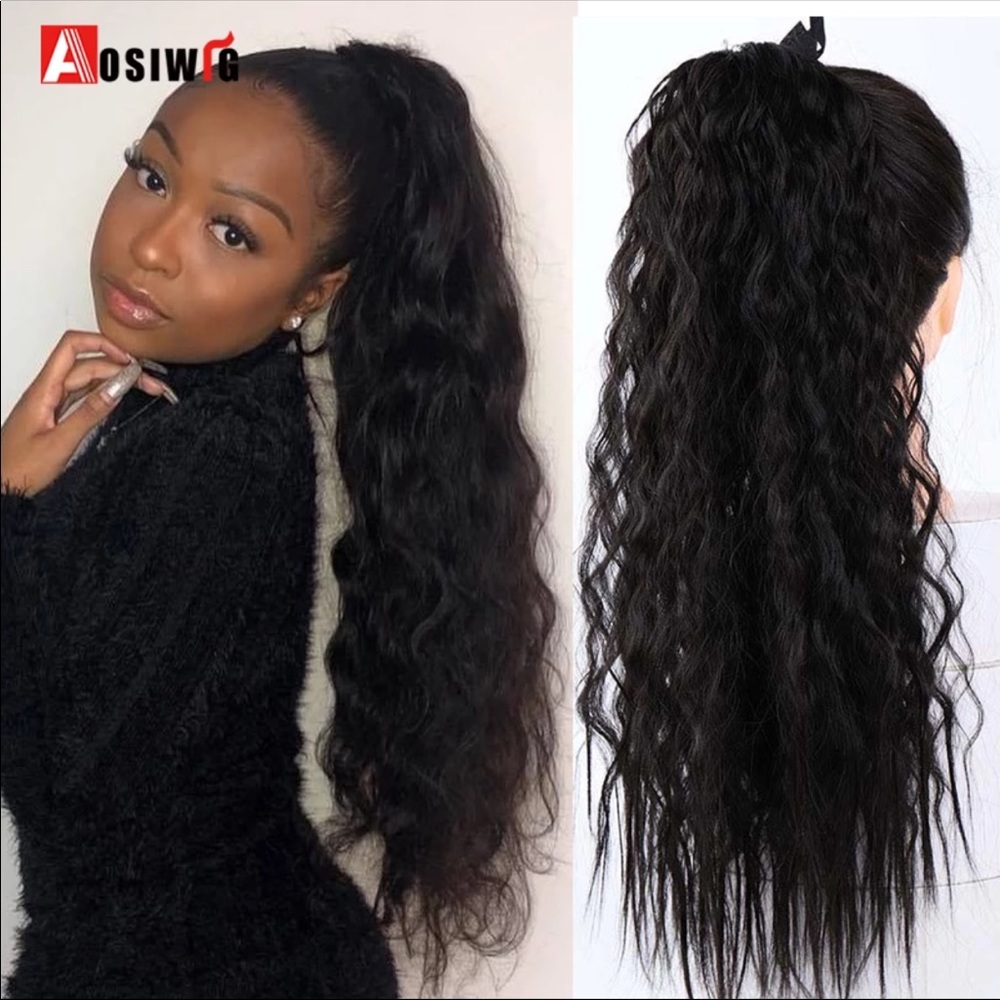 New 22” Wavy Brown Ponytail - Picture 2 of 6